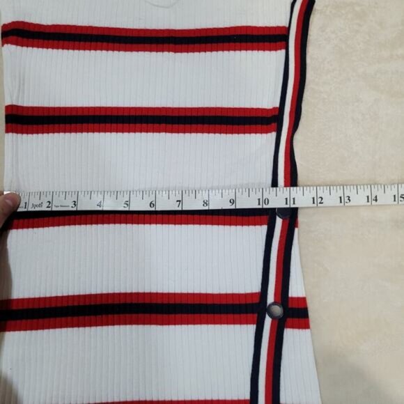Tommy Hilfiger Striped Sleeveless Ribbed Dress with Snap Button Side - Size XXS - Picture 8 of 9